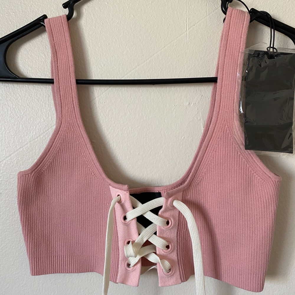 NWT Fenty by Rihanna Rose Lace Up Top/Bra